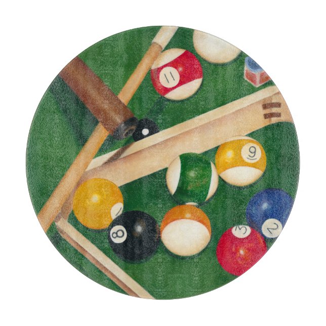 Planche À Découper Table de billard Lifelike avec boules et craie (Devant)