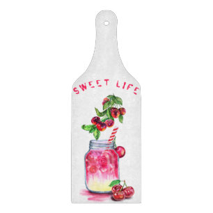 Planche À Découper Table de coupe de cerise fraîche - Texte personnal