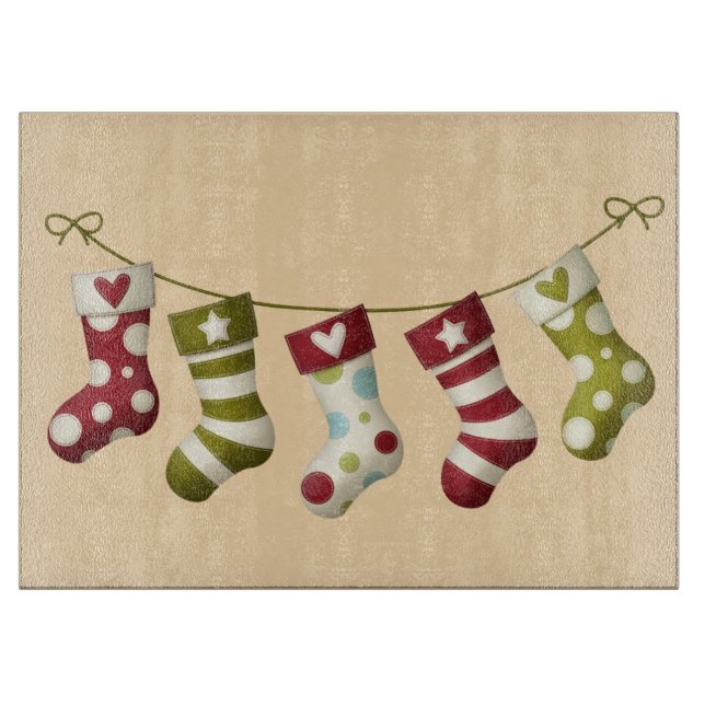 Planche À Découper Table de coupe en verre/Bas de Noël (Devant)