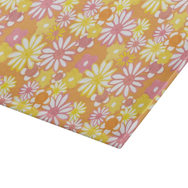 Planche À Découper Table de coupe en verre de marguerites d'été (Coin)