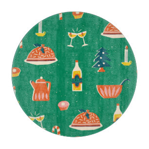 Planche À Découper Table festive de Noël, motif vintage.
