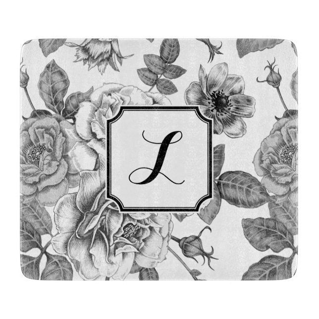 Planche À Découper Tableau de coupe Motif noir et blanc (Devant)