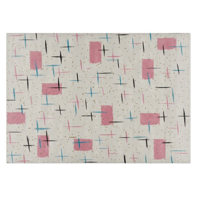 Planche À Découper Tableau de coupe Motif rétro-atomique rose (Devant)