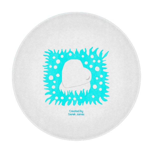 Planche À Découper Tableau de coupe ronde du coeur des neiges d'hiver (Devant)