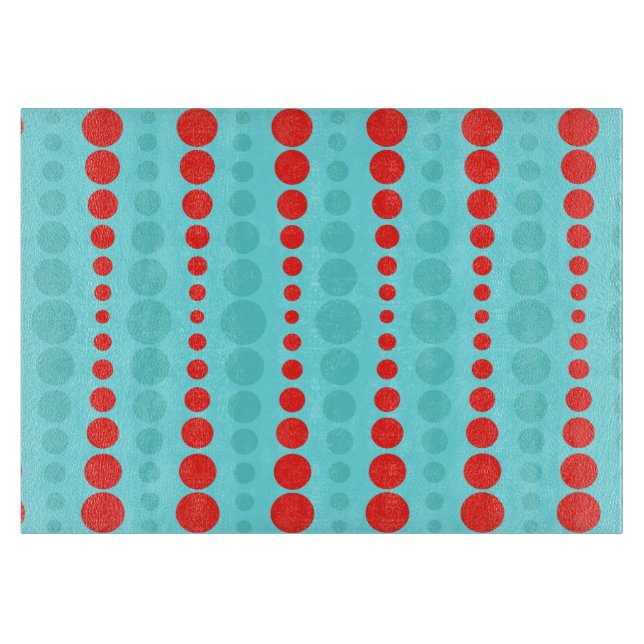 Planche À Découper Tableau de découpe rouge et turquoise rétro (Devant)