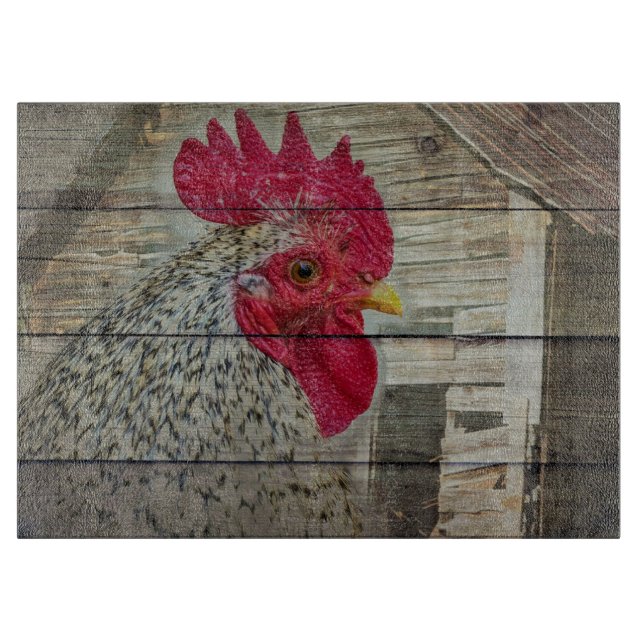 Planche À Découper Tableau de la grange de poulet rustique Rooster (Devant)