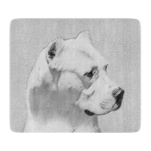 Planche À Découper Tableau Dogo Argentino - Art Chien original (Devant)