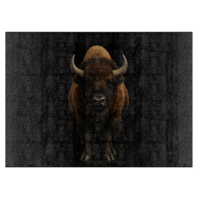 Planche À Découper Tableau en verre Black 4 Luxe Bison d'Amérique (Devant)