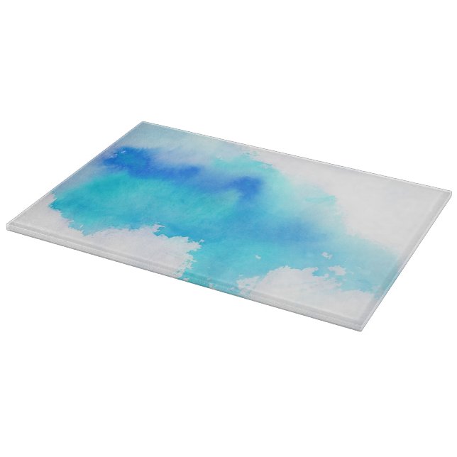 Planche À Découper Tache bleue, peint à la main abstrait d'aquarelle (Coin)