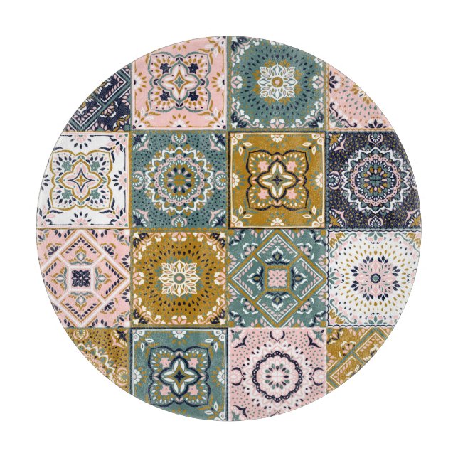 Planche À Découper Talavera Indian : Patchwork, Ethnic Mosaic. (Devant)