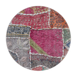 Planche À Découper Tapis en Patchwork coloré Détails du closeup