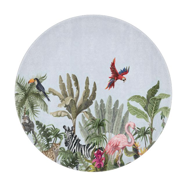 Planche À Découper Tapis rond de zone Jungle tropicale - Faune  (Devant)