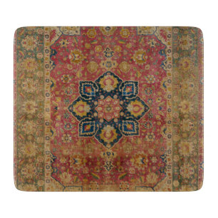 Planche À Découper Tapis Rouge Or Kashan Tapis Persan Asiatique
