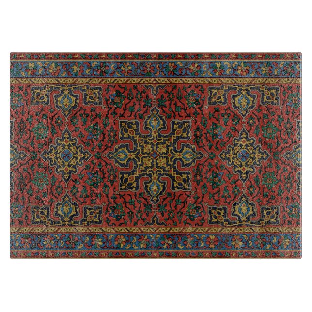Planche À Découper Tapisserie de tapis persan rouge bleu classique (Devant)
