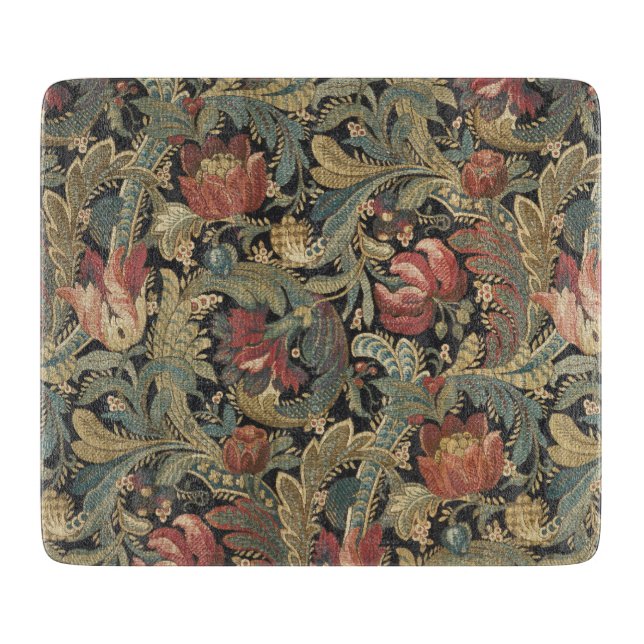 Planche À Découper Tapisserie florale riche Brocade Antique Classique (Devant)