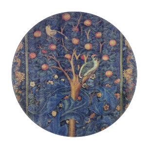 Planche À Découper Tapisserie Pic-vert de William Morris modèle bleu