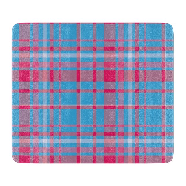 Planche À Découper Tartan bleu et rouge (Devant)