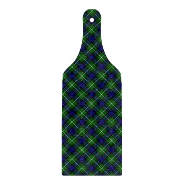 Planche À Découper Tartan Lamont bleu vert carreau (Devant)
