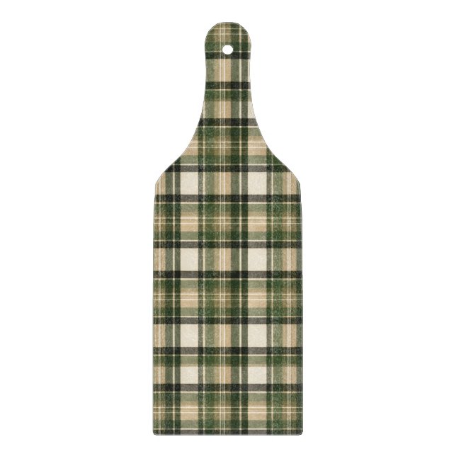 Planche À Découper Tartan Vert Forêt de Bois (Devant)
