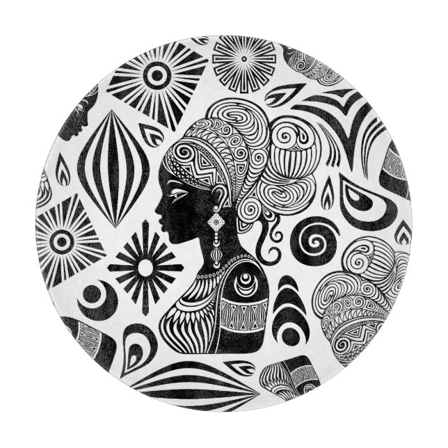 Planche À Découper Tatouage Tribal Portrait de Fille Africaine (Devant)