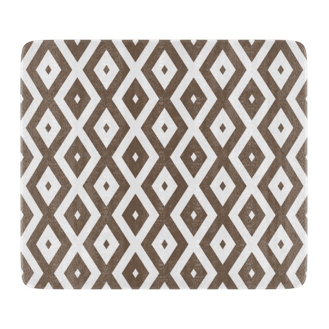 Planche À Découper Taupe brown and white diamond pattern (Devant)