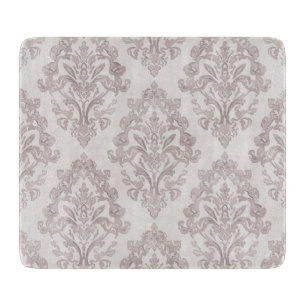 Planche À Découper Taupe Doux Damassé Aquarelle Floral Classique