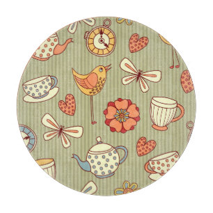 Planche À Découper Tea Party d'été : Motif sans couture