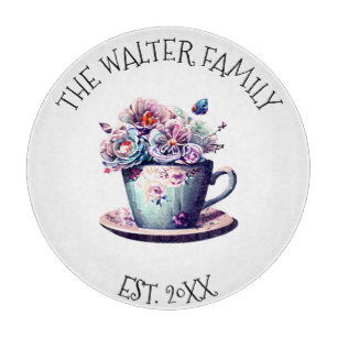 Planche À Découper Teacup antique aux fleurs Vintages