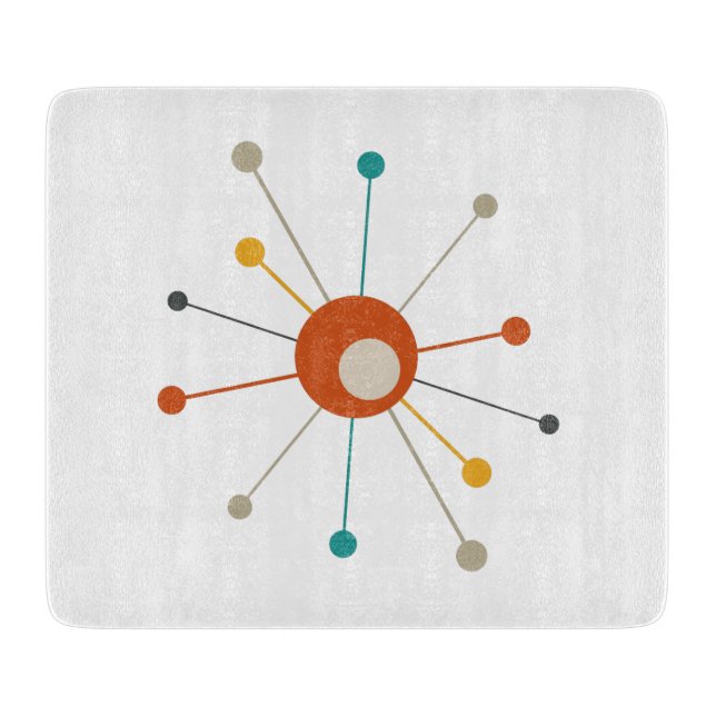 Planche À Découper Teal Orange Terne Atomique Époque Starburst Milieu (Devant)