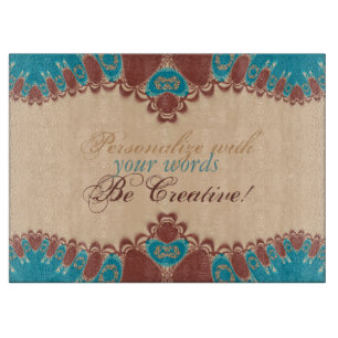 Planche À Découper Teal + Rayures de dentelle au chocolat avec texte 