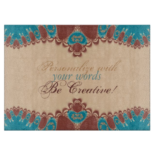 Planche À Découper Teal + rayures en dentelle au chocolat avec texte  (Devant)