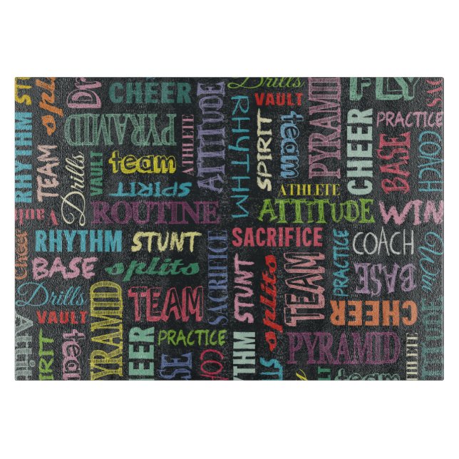 Planche À Découper Termes de cheer sur le tableau noir (Devant)