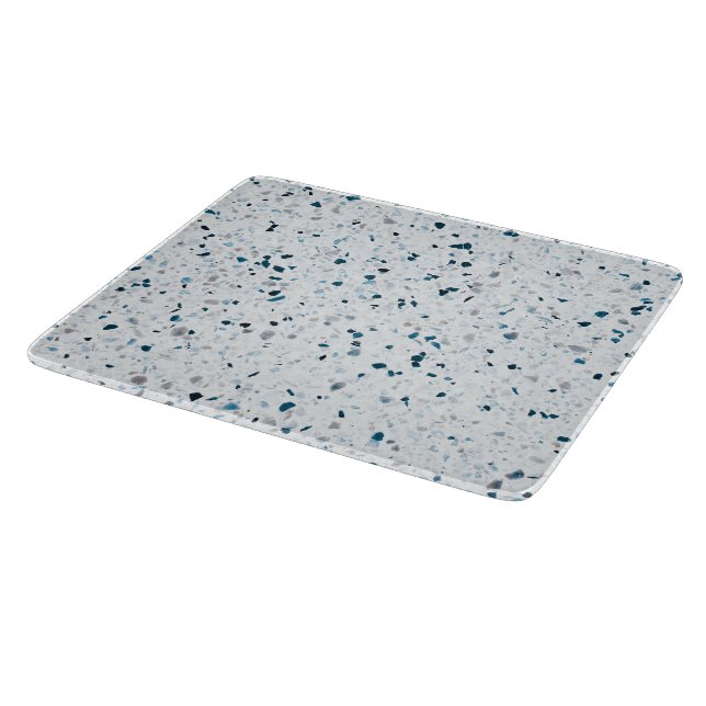 Planche À Découper Terrazzo Elégant Turquoise bleu vert blanc gris ré (Coin)