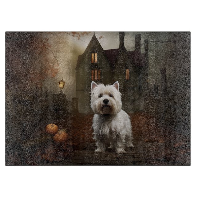 Planche À Découper Terrier blanc de l'ouest de l'Écosse Halloween Épo (Devant)