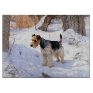 Planche À Découper Terrier Fox à poil dur Qu'il neige Noël 