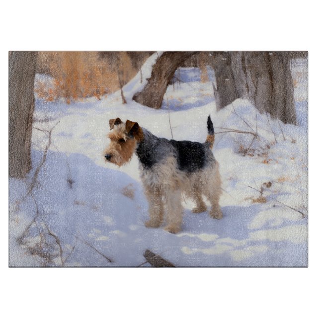 Planche À Découper Terrier Fox à poil dur Qu'il neige Noël  (Devant)