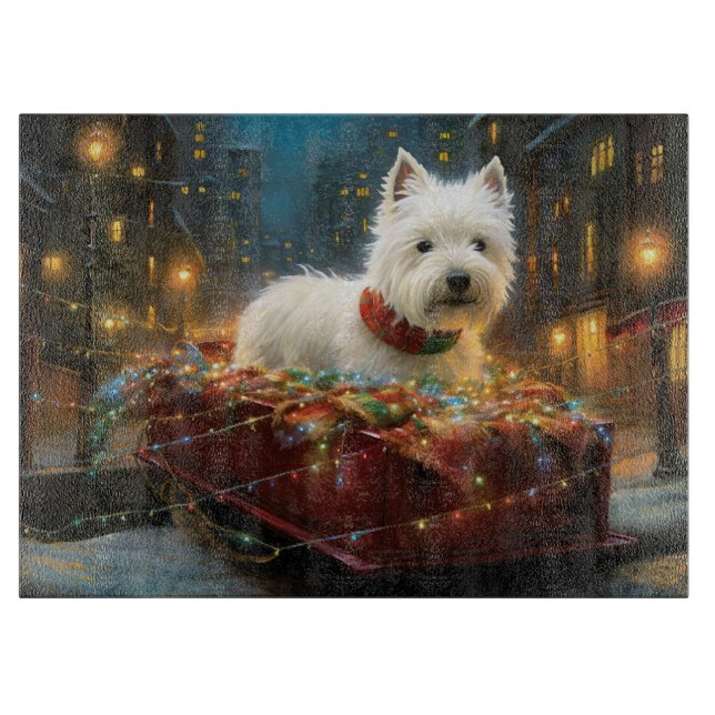 Planche À Découper Terrier West Highland Blanc Noël Festif (Devant)