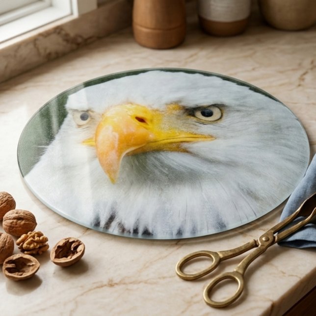 Planche À Découper Tête d'aigle chauve gras Décorative ronde (Créateur téléchargé)