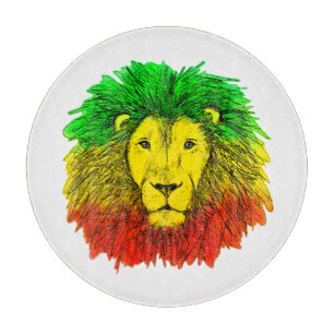 Planche À Découper Tête de lion rasta rouge jaune vert dessin Jamaïqu