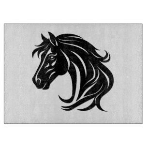 Planche À Découper Tête de magnifique cheval noir