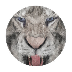 Planche À Découper Tête de Tigre Blanc Esthétique Faunique