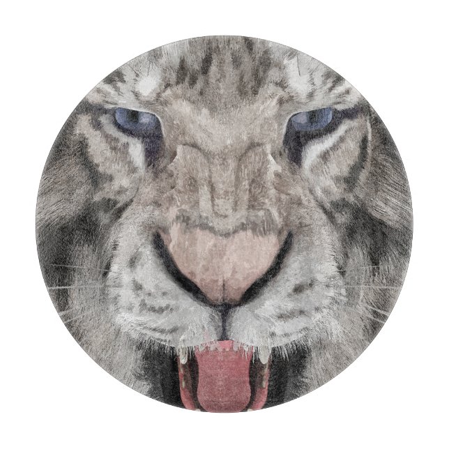 Planche À Découper Tête de Tigre Blanc Esthétique Faunique (Devant)