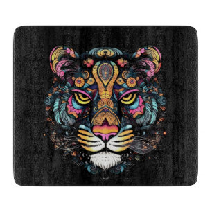 Planche À Découper Tête de Tigre en Verre Incroyable