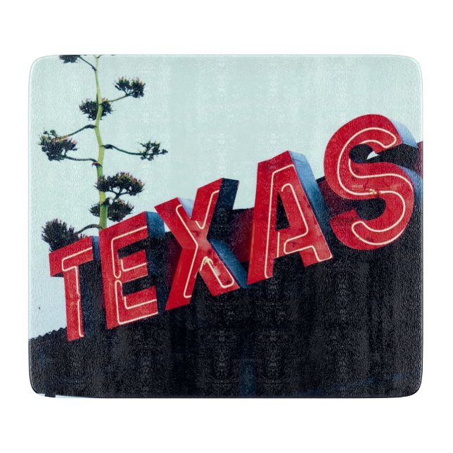 Planche À Découper Texas Red Neon Lights USA Amérique (Devant)