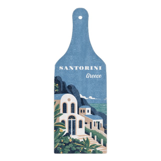 Planche À Découper Texte personnalisé Santorin Grèce (Devant)