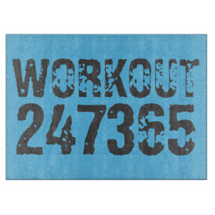 Planche À Découper Texte usé et rayé Workout 247365 bleu