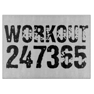 Planche À Découper Texte usé et rayé Workout 247365 noir