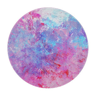 Planche À Découper Texture créative bleu-rose, taches de peinture.