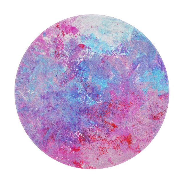 Planche À Découper Texture créative bleu-rose, taches de peinture. (Devant)