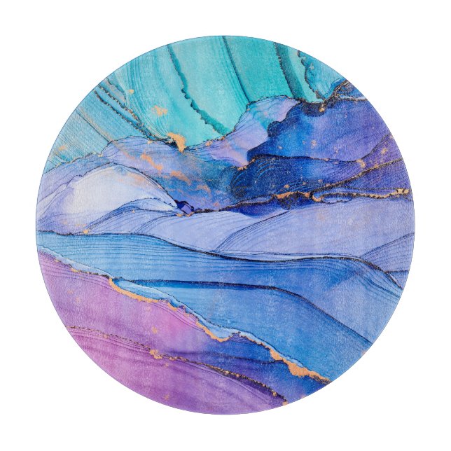 Planche À Découper Textures fluides, art abstrait de luxe. (Devant)